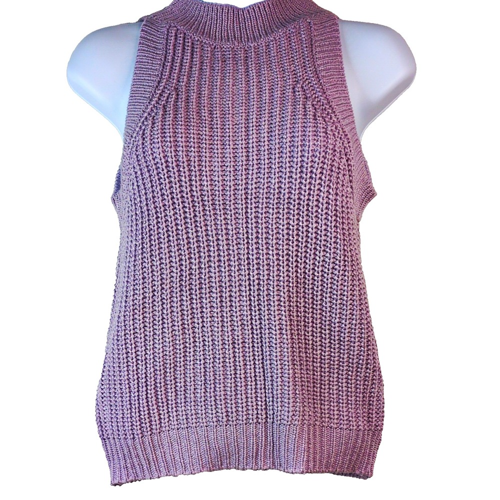 Xhilaration Womens M Purple Knit Mock Neck Sleeveless Pullover Sweater